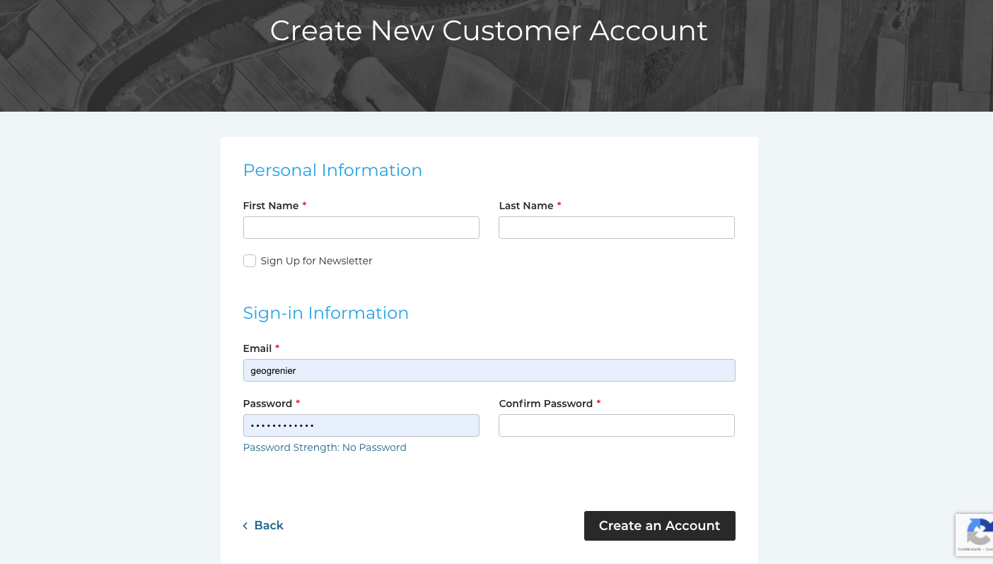 Create an account step 2